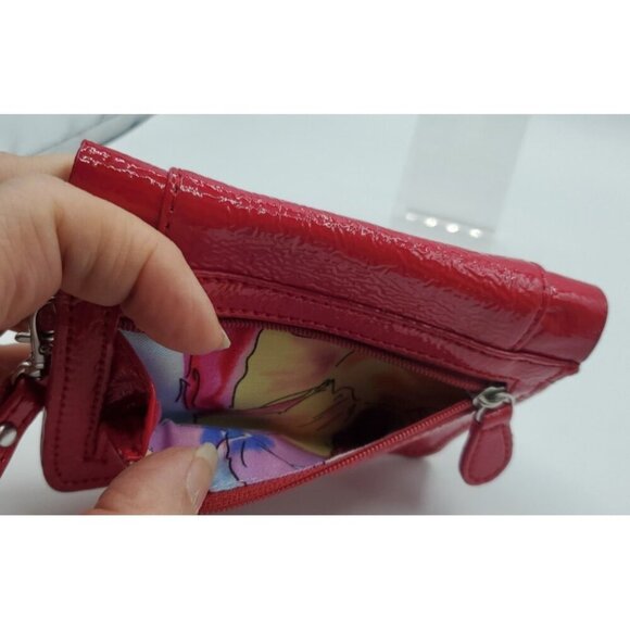 Baekgaard Purse Flirty Wristlet Fuschia Bright Pink Patent Ruffle Magnetic Clasp - Picture 4 of 6